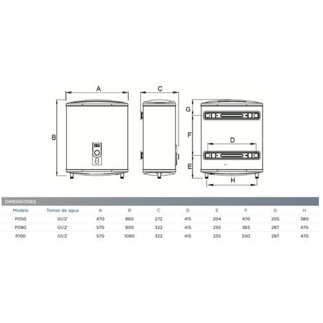 Termo Eléctrico 50 Litros Doble Tanque Multi Posición P050 - 7 Años- Aparici