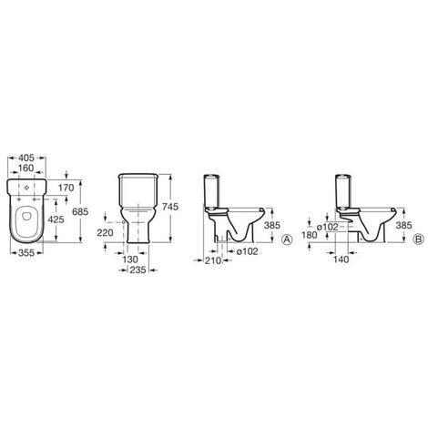 Inodoro completo de salida horizontal de 40,5 cm fabricado en porcelana de  color blanco Dama Retro Roca