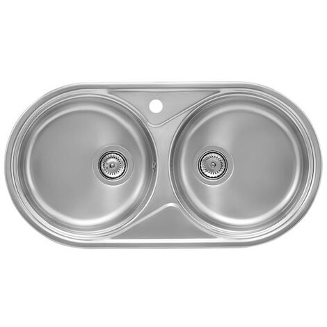 Fregadero de 2 cubetas de acero inoxidable DUO - ROCA Medidas: 840x440x145 mm