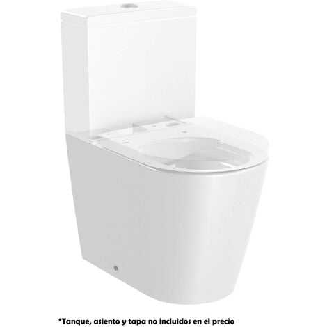 Taza Rimless compacta adosada a pared con salida dual para inodoro de tanque bajo INSPIRA - ROCA Color: Blanco
