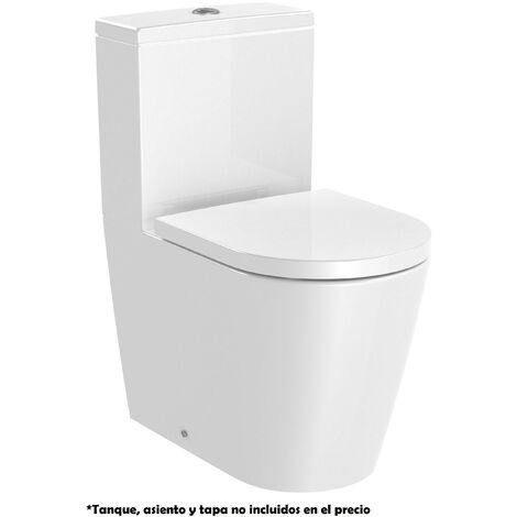 Taza Rimless compacta adosada a pared con salida dual para inodoro de tanque bajo INSPIRA - ROCA Color: Blanco