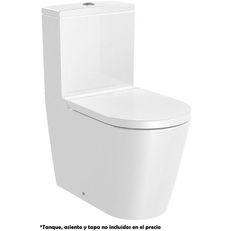 Taza Rimless con salida dual para inodoro de tanque bajo ROUND INSPIRA - ROCA Color: Blanco