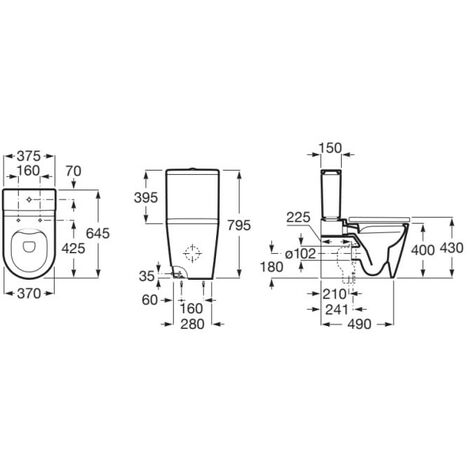 Taza Rimless con salida dual para inodoro de tanque bajo ROUND INSPIRA - ROCA Color: Blanco