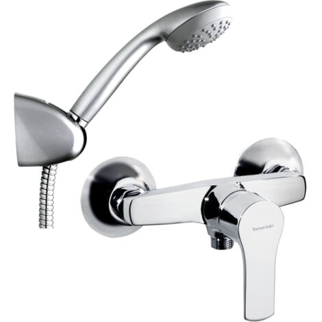 Ramon Soler - Conjunto Grifo Ducha Monomando Cromado con Sistema S2 de Ahorro de Agua con Accesorios Serie Titanium