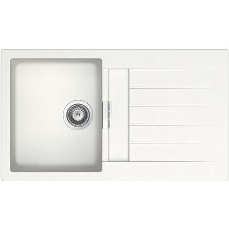 Fregadero reversible de 1 cubeta de QUARZEX® OSLO - ROCA Color: Blanco - Medidas: 860x500x200 mm (1/2)