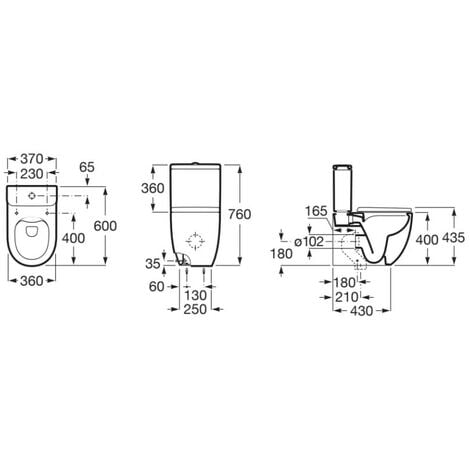 Taza compacta con salida dual para inodoro de tanque bajo Rimless® MERIDIAN - ROCA