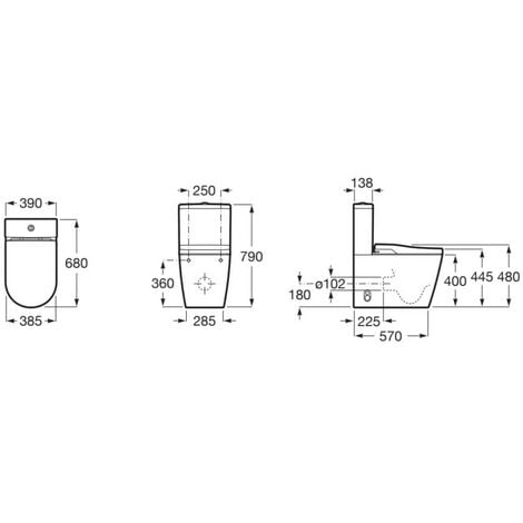 Inodoro ROCA In Wash Inspira Rimless - cisterna, tapa y asiento