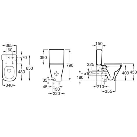 Taza Rimless con salida dual para inodoro de tanque bajo THE GAP - ROCA