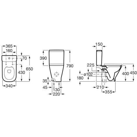 Taza Rimless con salida dual para inodoro de tanque bajo THE GAP - ROCA