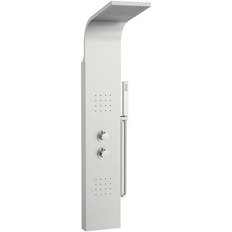 Roca – Columna de hidromasaje termostática de acero inoxidable – Jets integrados – Ducha de mano con soporte y flexible Neo-Flex 1,75m (1/9)