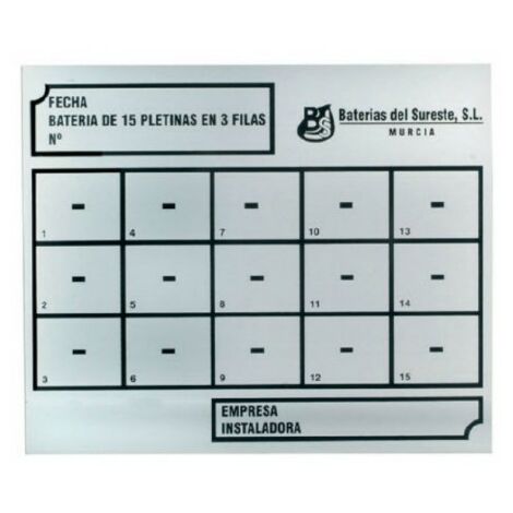 Placa de identificación para contadores de agua Medidas: 30-2 filas