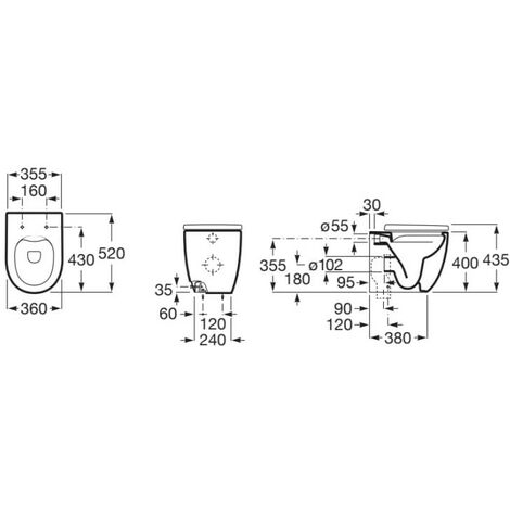 Taza compacta Rimless adosada a pared con salida dual para inodoro MERIDIAN - ROCA
