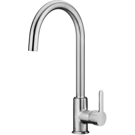ROCA A5A7409CM0 MENCIA Grifo Monomando Cocina Caño Giratorio Cold Start. Platino Cepillado. Mate - ref: A5A7409CM0