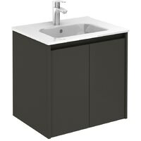Conjunto mueble de baño de 2 puertas compacto SANSA - ROYO Color: Nogal arenado - Opciones: Mueble + Lavabo - Medidas: 60 cm