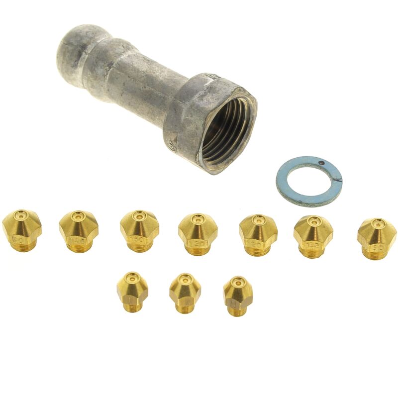 Kit Conversione Gas Naturale Per Cucina A 5 Fuochi – 5 Ugelli In Ottone (0.73, 0.97, 1.15 Mm) Filettatura M6 – Adatto Per G20/G25 - 5