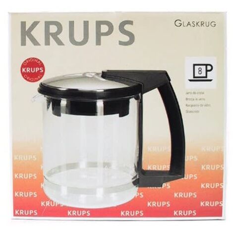 Bricco In Vetro Per Macchina Da Caffè Krups - Capacità 8 Tazze, Colore Nero Con Coperchio