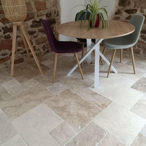 Carrelage Travertin Rustique - Mix Beige - Opus 4x1,2cm - Vieilli - (0,74 m²)