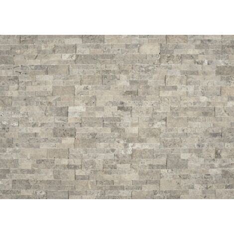 Parement mural - SLIMPANEL - Travertin Silver - Naturelle - 15x60-65x1-2cm en Z