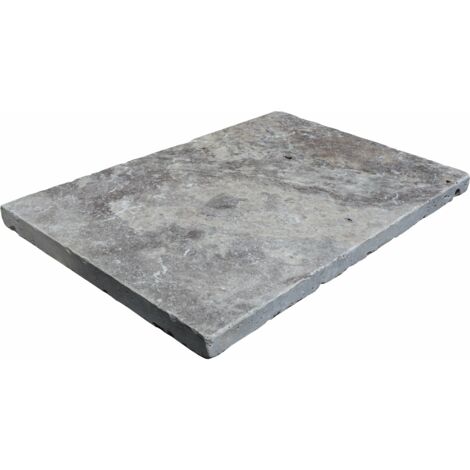 Dalles et Pavés Travertin 1er Choix - Silver - 40,6x61x3cm - Vieilli - (1 m²)