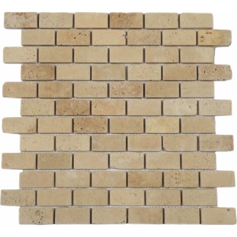 Mosaïque Travertin Premier choix - Crème - Vieilli - 2,3x4,8x1cm