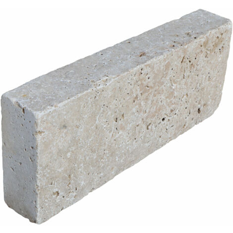 Bordure Travertin Premier choix - Crème - Vieilli - 100x20x8cm - Vendu à la pièce