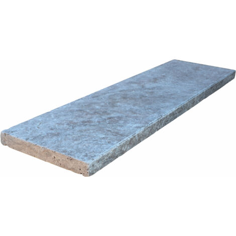 Couvertine en travertin silver 30x100x4 cm – Produit hydrofuge et oléofuge – Goutte d'eau intégrée – Pour murs extérieurs