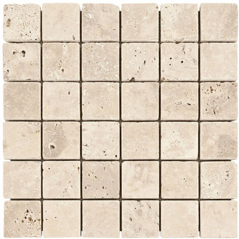 Mosaïque Travertin Premier choix - Crème - Vieilli - 4,8x4,8x1cm