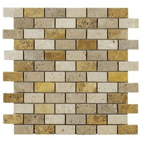Mosaïque Travertin Premier choix - 3 Couleurs - Vieilli - 2,3x4,8x1cm