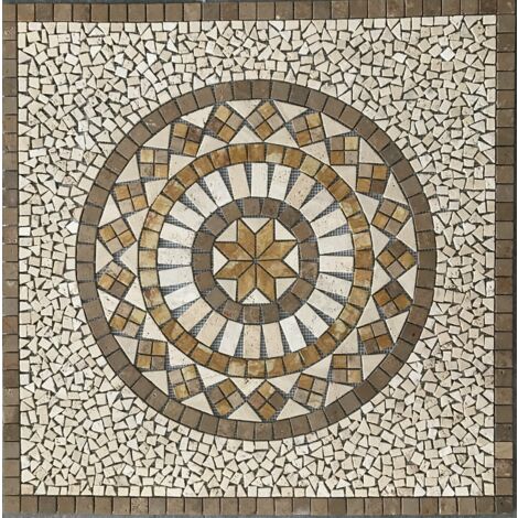 Rosace Travertin Premier choix - Vieilli - 90x90x1cm Etoile - Vendu à la pièce
