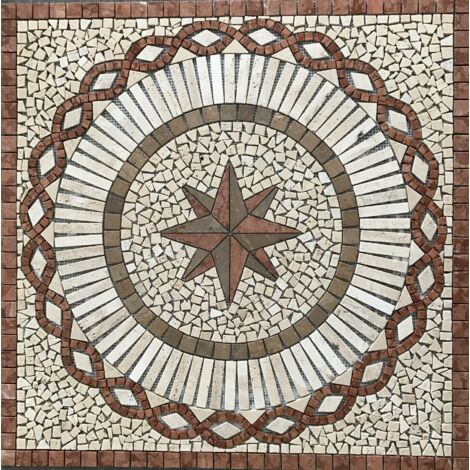 Rosace Travertin Premier choix - Vieilli - 90x90x1cm Vent - Vendu à la pièce
