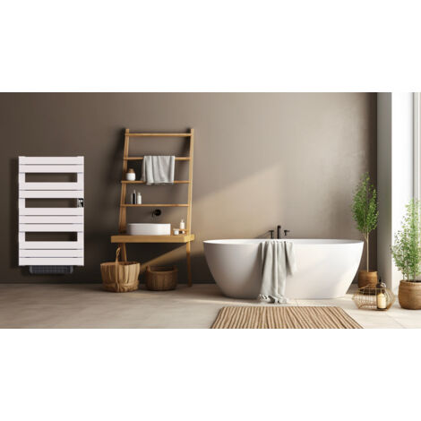 Asciugasalviette elettrico senza fluido con ventola 500W+1000W H.108,4xW60cm Bestherm HANAE bianco