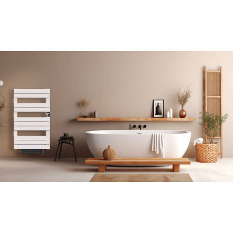 Asciugasalviette elettrico senza fluido con ventola 500W+1000W H.108,4xW60cm Bestherm HANAE bianco