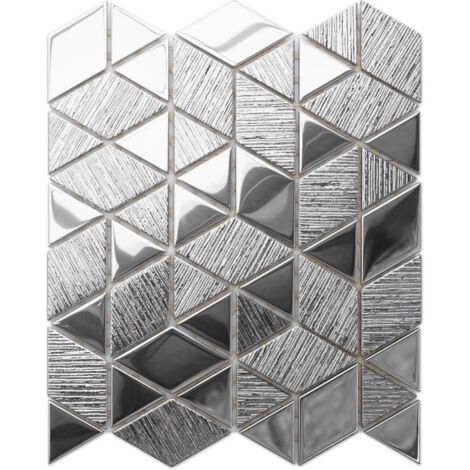 Mosaïque pour salle de bain ou cuisine 26x30cm en verre - Scratched mirror