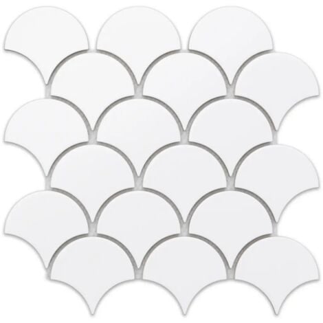 Mosaïque en céramique sur maille pour salle de bain ou cuisine 28.5 cm x 29.0 cm - First snow