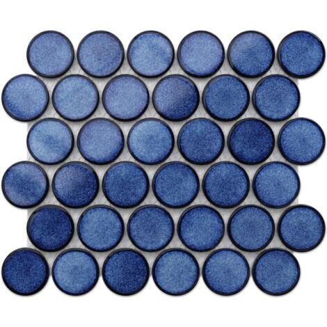 Mosaïque en céramique sur maille pour salle de bain ou cuisine 30.6 cm x 26.5 cm - Ocean Breeze