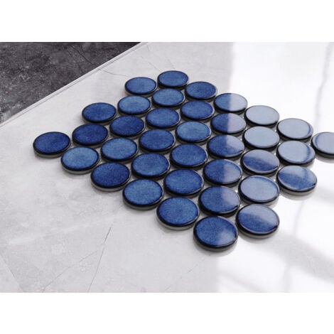 Mosaïque en céramique sur maille pour salle de bain ou cuisine 30.6 cm x 26.5 cm - Ocean Breeze
