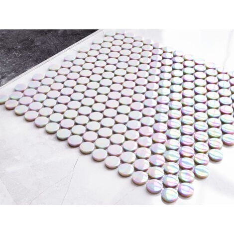 Mosaïque en céramique sur maille pour salle de bain ou cuisine 31.7cm x 29.3cm - Rainbow Bubbles