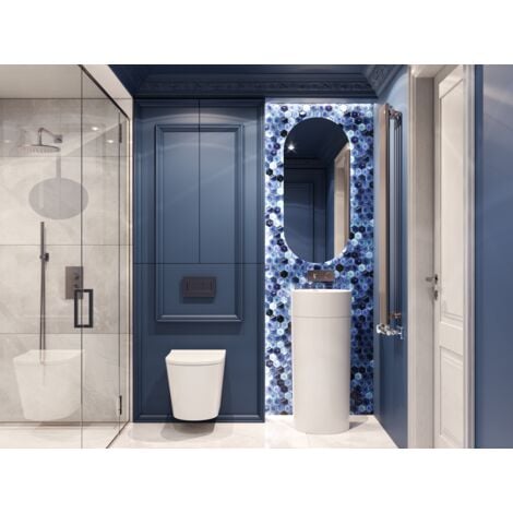 Mosaïque en céramique sur maille pour salle de bain ou cuisine 31.2cm x 27cm - Mixed Ocean Hive