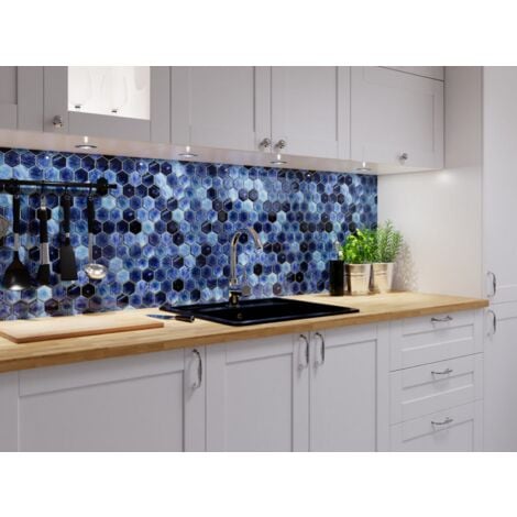Mosaïque en céramique sur maille pour salle de bain ou cuisine 31.2cm x 27cm - Mixed Ocean Hive