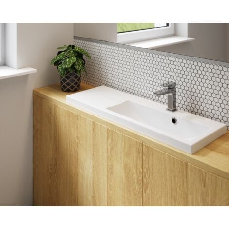Mosaïque en céramique sur maille pour salle de bain ou cuisine 30cm x 26cm - Matt White Hive