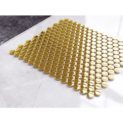 Mosaïque en céramique sur maille pour salle de bain ou cuisine 31.7cm x 29.3cm - Golden Drops