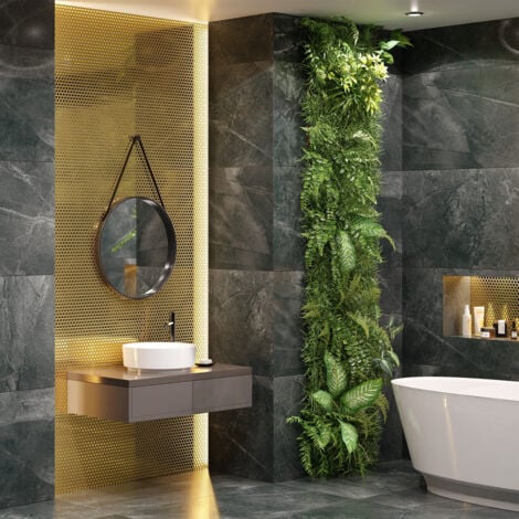 Mosaïque en céramique sur maille pour salle de bain ou cuisine 31.7cm x 29.3cm - Golden Drops