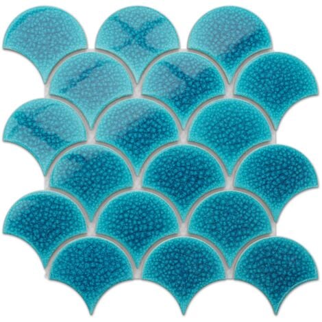 Mosaïque en céramique sur maille pour salle de bain ou cuisine 29cm x 28.5cm - Adriatic Wave