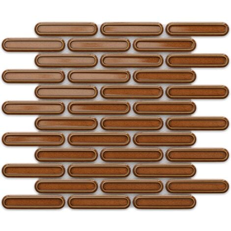 Mosaïque en céramique sur maille pour salle de bain ou cuisine 30cm x 30.5cm - Caramel Savoiardi