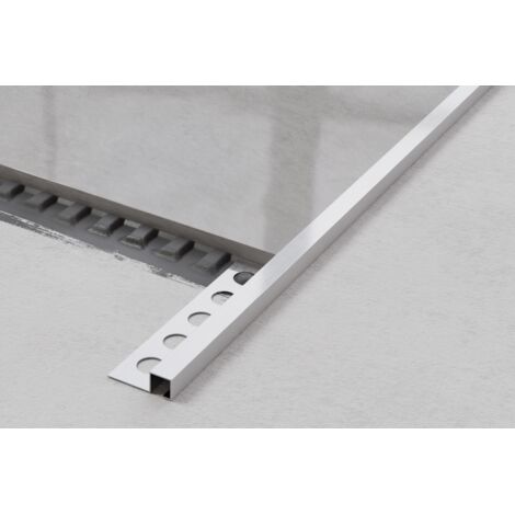 Profil QS décoratif en acier inoxydable pour carrelage 1cm x 270cm - Argent satiné