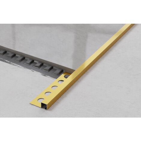Ilcom – Profilé de finition sol et mur en acier inoxydable 1,2cm x 270cm – Résistant à la chaleur et aux produits chimiques – Or satiné