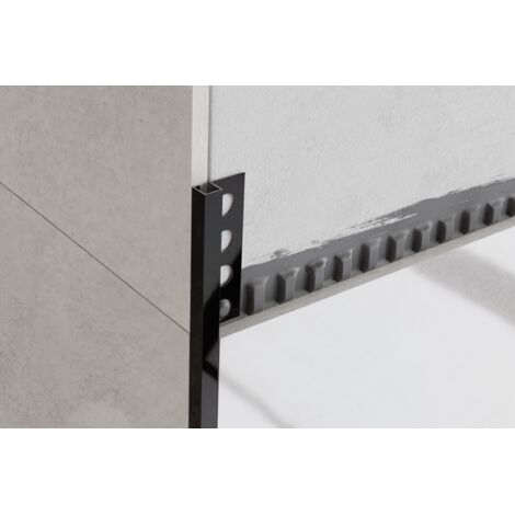 Profilé décoratif QS en acier inoxydable pour carrelage 1,2 cm x 270 cm - noir brillant (1/2)