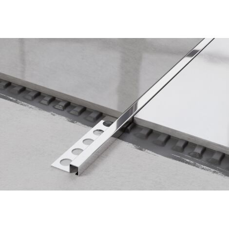 Profilé Q décoratif universel en acier inoxydable pour carreaux 0.8cm x 270cm - Argent brillant (1/5)
