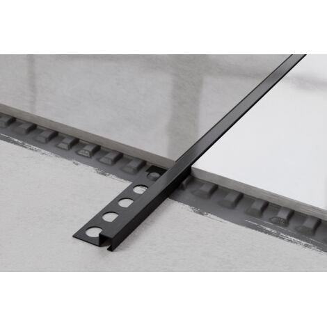 Profil Q décoratif universel en acier inoxydable pour carreaux 0.8cm x 270cm - noir satiné (1/5)