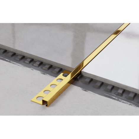 Profilé Q décoratif universel en acier inoxydable pour carreaux 0.8cm x 270cm - Or brillant